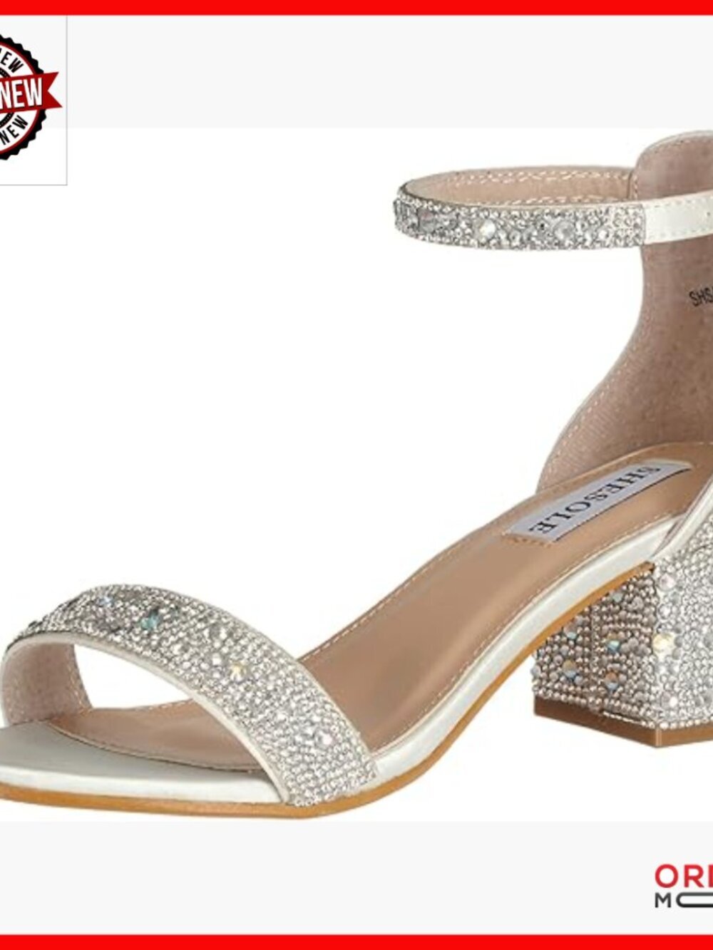 Open Toe Strappy Low Block Heel Rhinestone Sandals for Wedding Dress Shoes